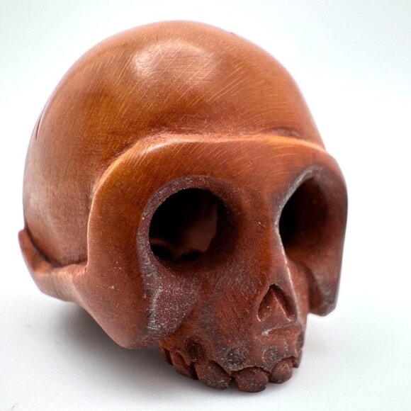 Ojime Bead Netsuke Skull Hand-Carved Boxwood Signed Figurine - Picture 1 of 8